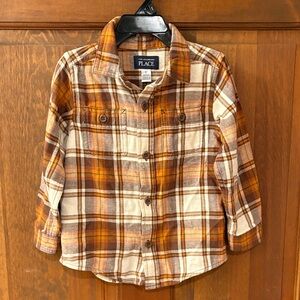 The Children's Place Kids Plaid Shirt - Browns and White